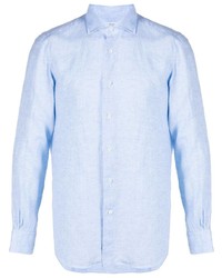 Chemise à manches longues en lin bleu clair Mazzarelli