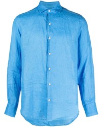 Chemise à manches longues en lin bleu clair MC2 Saint Barth