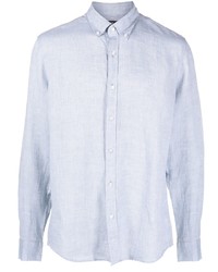 Chemise à manches longues en lin bleu clair Michael Kors