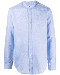 Chemise à manches longues en lin bleu clair Mp Massimo Piombo
