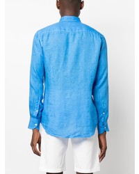 Chemise à manches longues en lin bleu clair MC2 Saint Barth