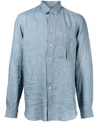 Chemise à manches longues en lin bleu clair Paul Smith