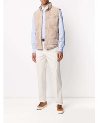 Chemise à manches longues en lin bleu clair Brunello Cucinelli