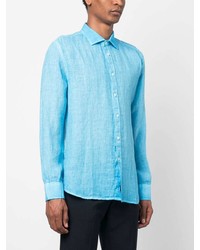 Chemise à manches longues en lin bleu clair 120% Lino