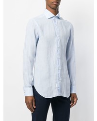 Chemise à manches longues en lin bleu clair Barba