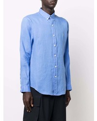 Chemise à manches longues en lin bleu clair Polo Ralph Lauren