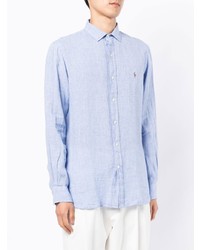 Chemise à manches longues en lin bleu clair Polo Ralph Lauren