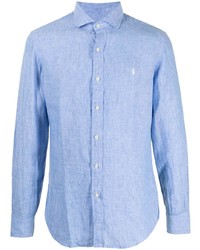 Chemise à manches longues en lin bleu clair Polo Ralph Lauren