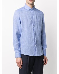 Chemise à manches longues en lin bleu clair Brunello Cucinelli