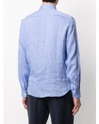 Chemise à manches longues en lin bleu clair Brunello Cucinelli