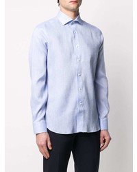 Chemise à manches longues en lin bleu clair Canali