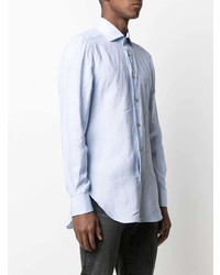 Chemise à manches longues en lin bleu clair Kiton