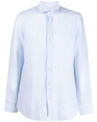 Chemise à manches longues en lin bleu clair Tintoria Mattei