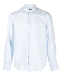 Chemise à manches longues en lin bleu clair Vilebrequin