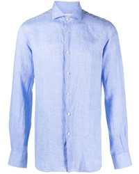 Chemise à manches longues en lin bleu clair Xacus