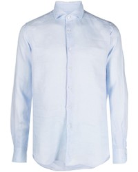 Chemise à manches longues en lin bleu clair Xacus