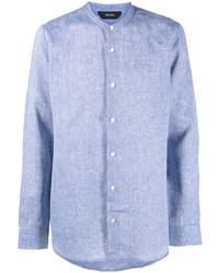 Chemise à manches longues en lin bleu clair Zegna