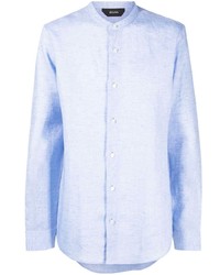 Chemise à manches longues en lin bleu clair Zegna