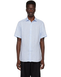 Chemise à manches longues en lin bleu clair Zegna