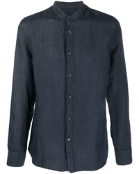 Chemise à manches longues en lin bleu marine 120% Lino