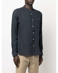 Chemise à manches longues en lin bleu marine Woolrich