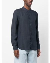 Chemise à manches longues en lin bleu marine 120% Lino
