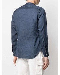 Chemise à manches longues en lin bleu marine Eleventy