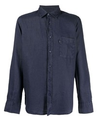 Chemise à manches longues en lin bleu marine BOSS HUGO BOSS