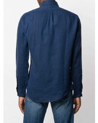 Chemise à manches longues en lin bleu marine Polo Ralph Lauren