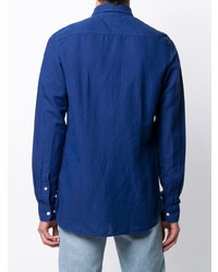 Chemise à manches longues en lin bleu marine Tommy Hilfiger
