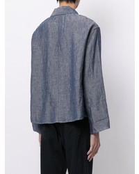 Chemise à manches longues en lin bleu marine Maison Margiela