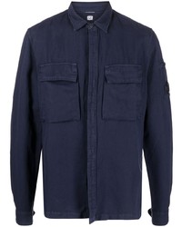 Chemise à manches longues en lin bleu marine C.P. Company