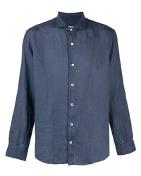 Chemise à manches longues en lin bleu marine Eleventy