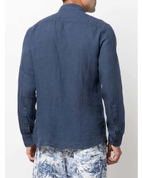 Chemise à manches longues en lin bleu marine 120% Lino