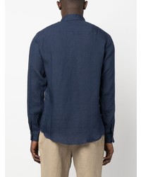 Chemise à manches longues en lin bleu marine A.P.C.