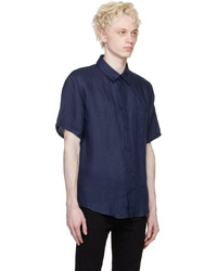 Chemise à manches longues en lin bleu marine A.P.C.