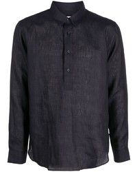 Chemise à manches longues en lin bleu marine Orlebar Brown