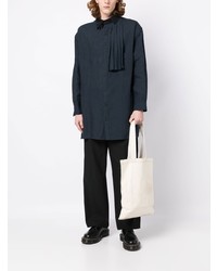 Chemise à manches longues en lin bleu marine Yohji Yamamoto