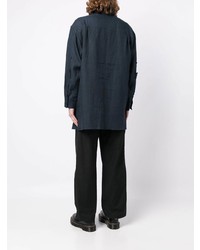 Chemise à manches longues en lin bleu marine Yohji Yamamoto