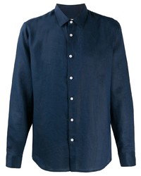 Chemise à manches longues en lin bleu marine Sandro Paris