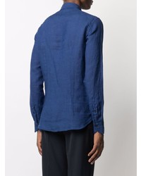 Chemise à manches longues en lin bleu marine Xacus