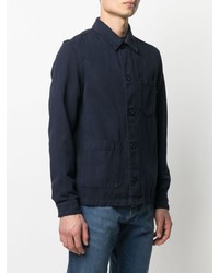 Chemise à manches longues en lin bleu marine Paul Smith