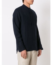 Chemise à manches longues en lin bleu marine OSKLEN