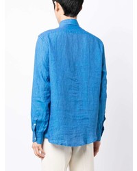 Chemise à manches longues en lin bleue Frescobol Carioca