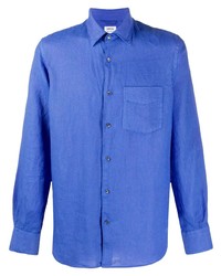 Chemise à manches longues en lin bleue Aspesi