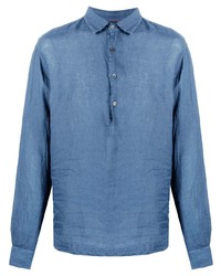 Chemise à manches longues en lin bleue Barena