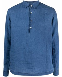 Chemise à manches longues en lin bleue Barena