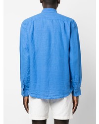 Chemise à manches longues en lin bleue Vilebrequin