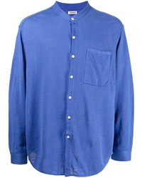 Chemise à manches longues en lin bleue Coohem