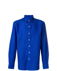 Chemise à manches longues en lin bleue Doppiaa
